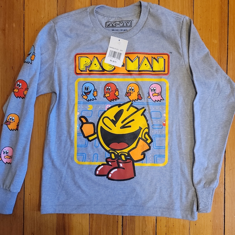 NWT BOYS PAC MAN LONG SLEEVE SHIRT SZ. XS 6/7